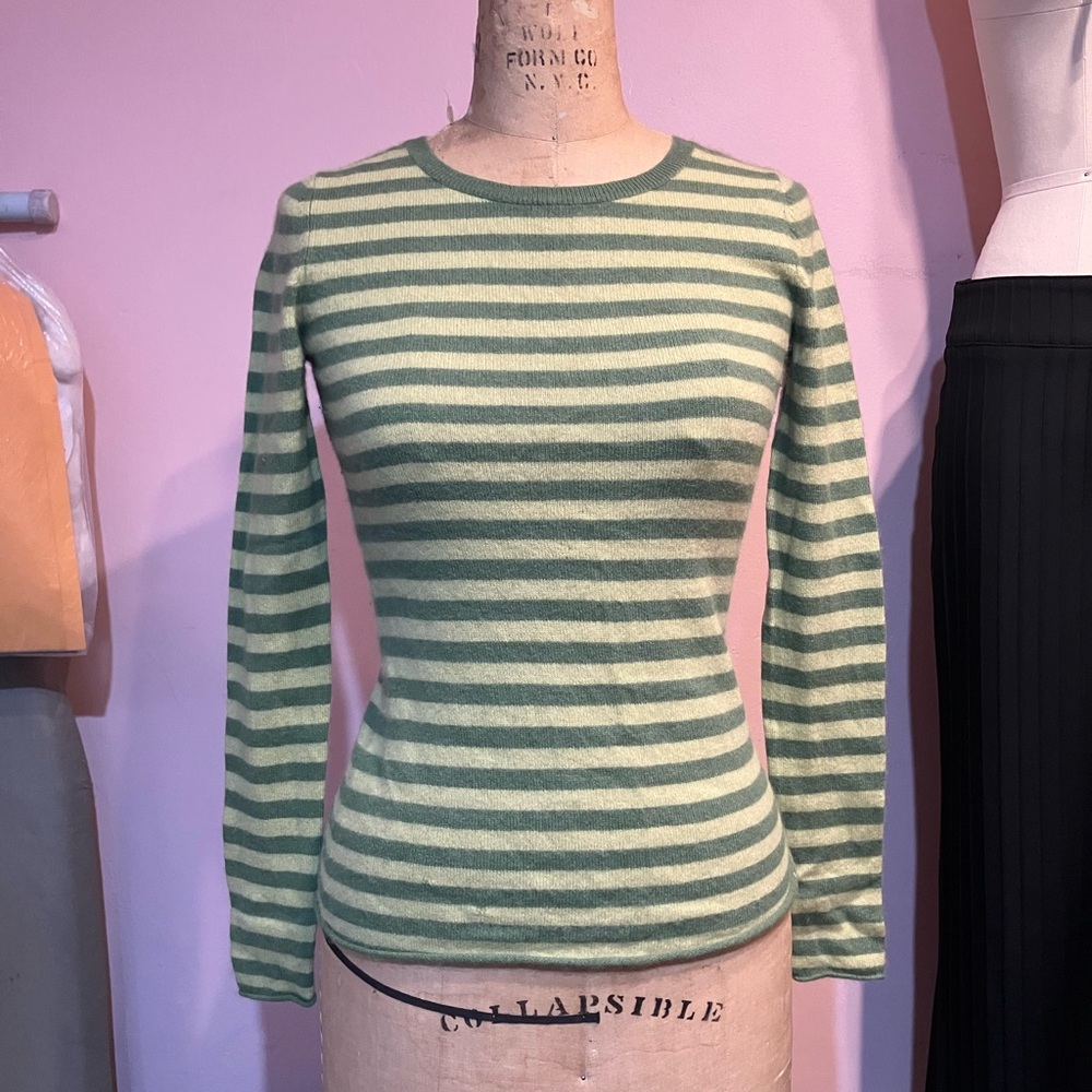 Cashmere lime and olive striped sweater from Old Navy